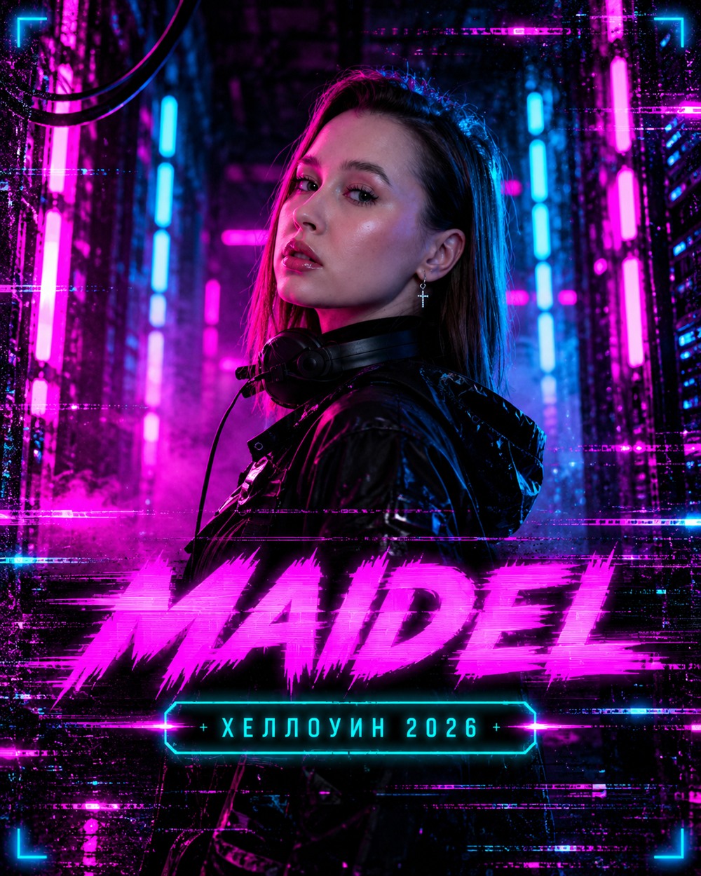 Maidel — киберпанк-постер Хеллоуин 2026