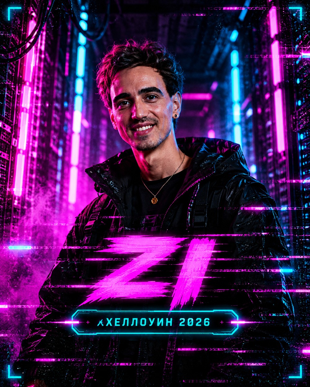 Zi — киберпанк-постер Хеллоуин 2026